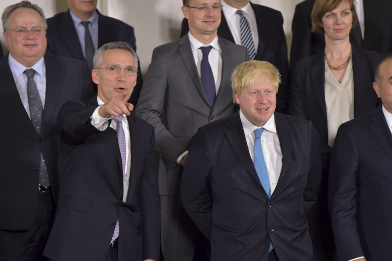 Left to right: NATO Secretary General Jens Stoltenberg with Boris Johnson (UK Minister of Foreign Affairs)